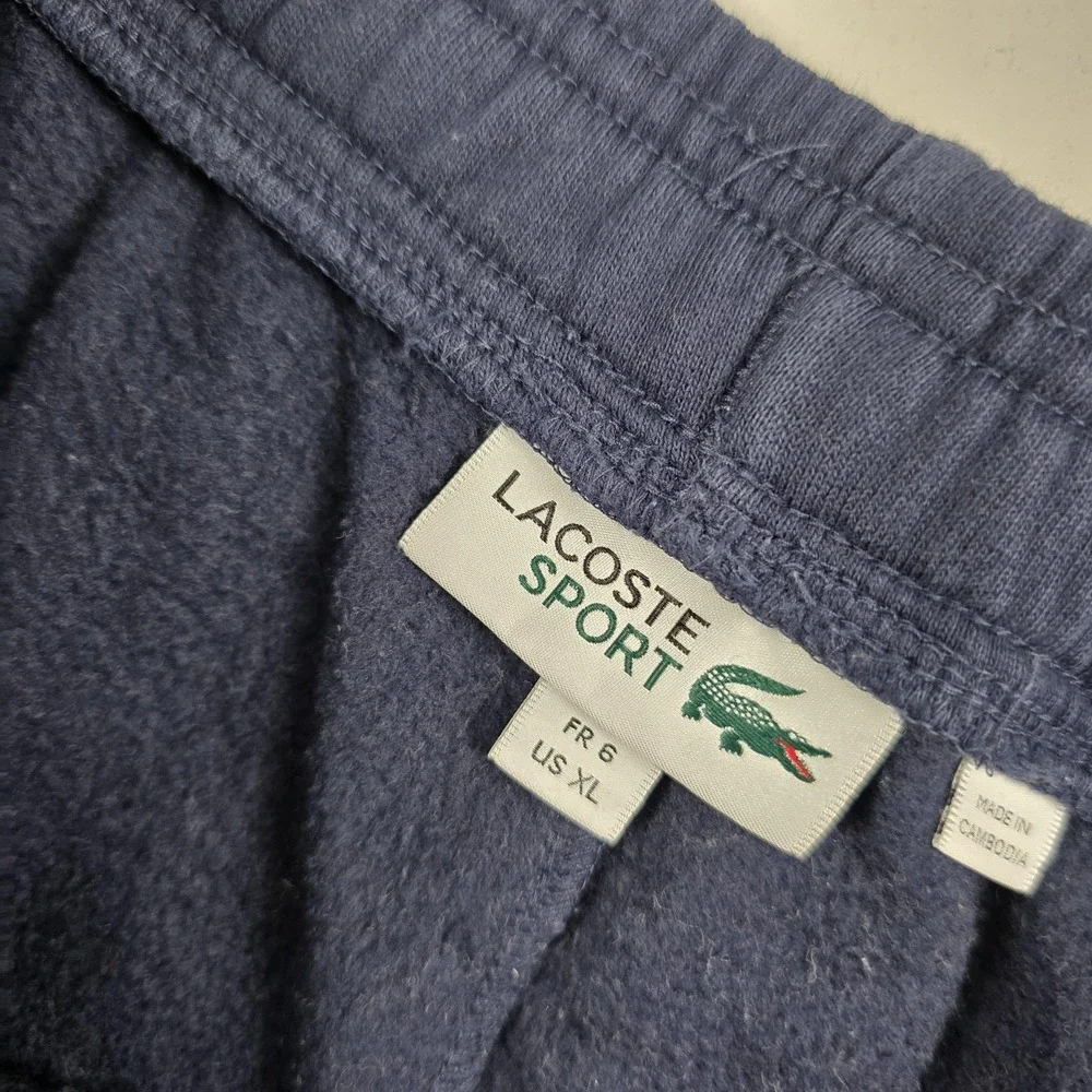 Lacoste Sport Sweatpants Mens XL Blue Fleece Joggers Drawstring Pockets Logo